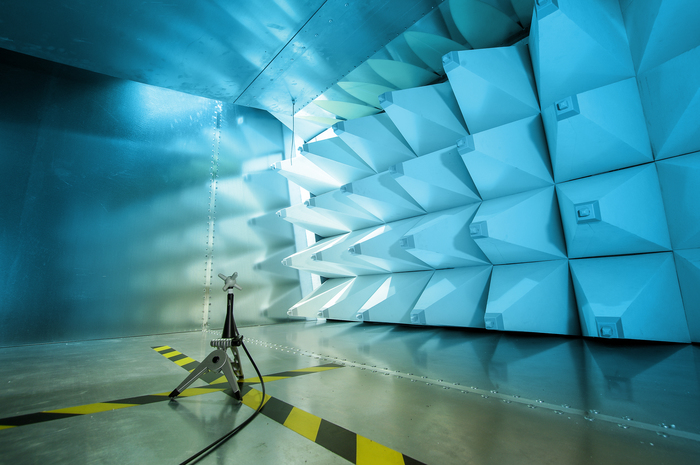 Interior of GTEM cell and probe for electromagnetic compatibility testing